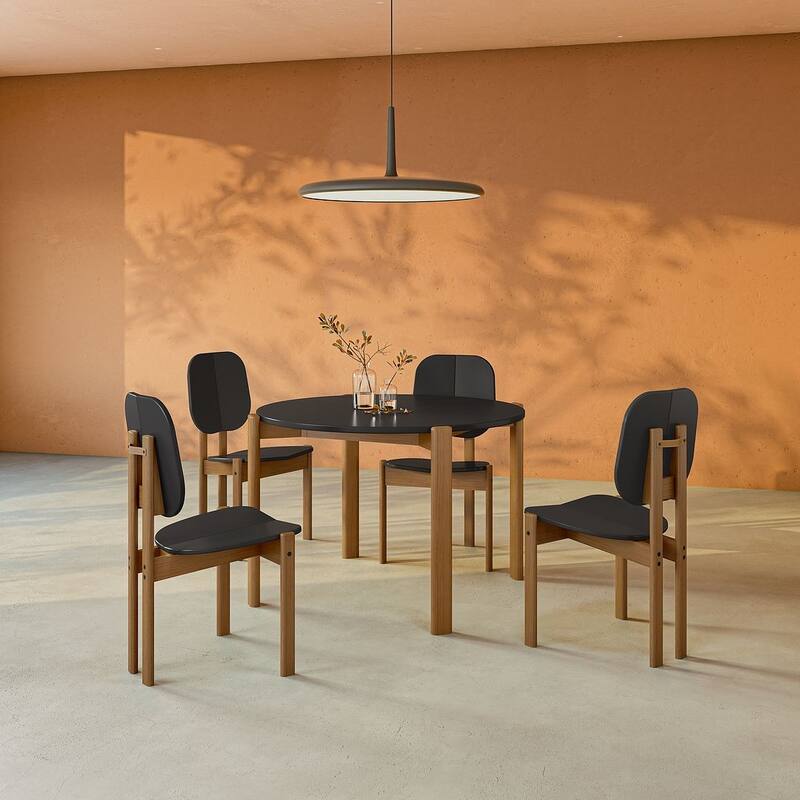 Manhattan Comfort Mid-Century Modern Gales Dining Chair - Black - Set of 4