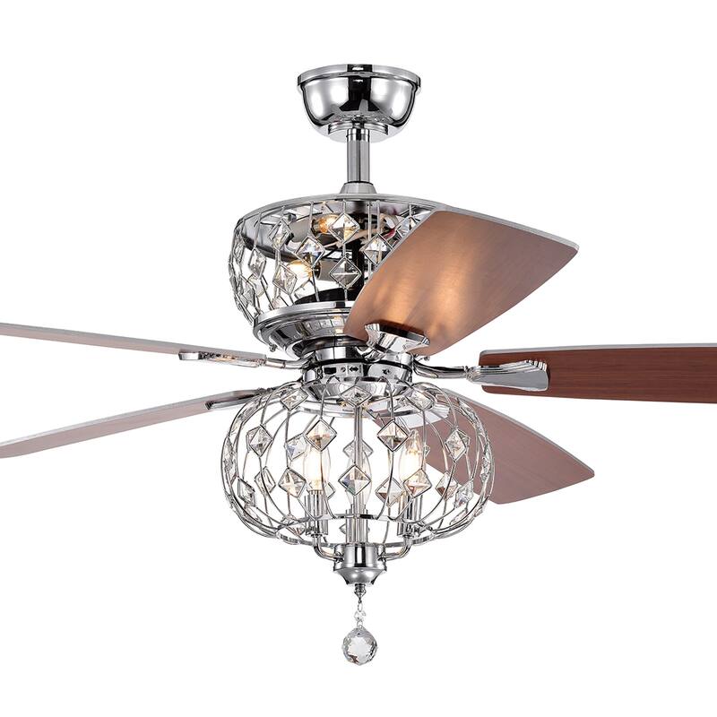 Ariana Chrome 52-inch Indoor Ceiling Fan with Crystal Light Kit