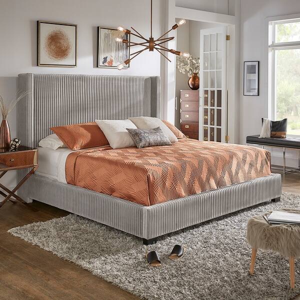 Jules Pleated Velvet Wingback Bed by iNSPIRE Q Modern