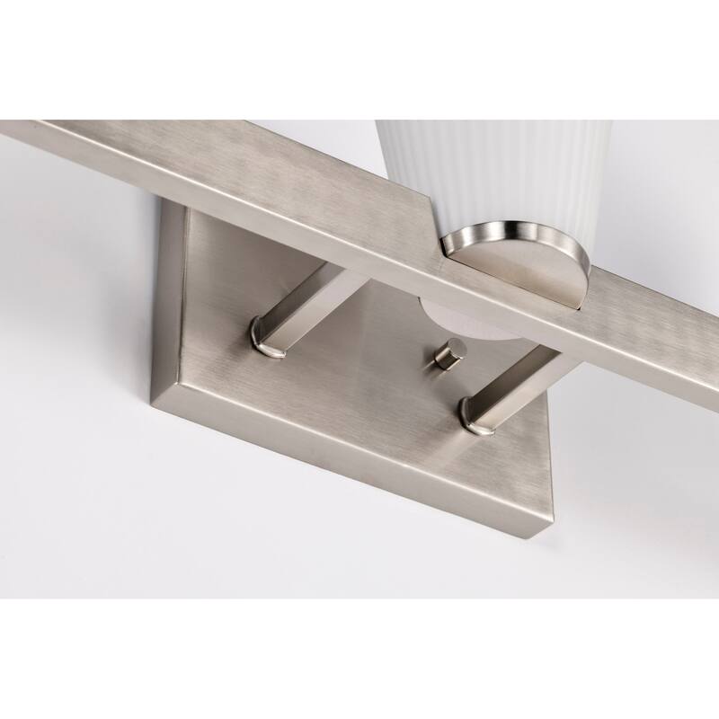 Royale 3 Light Vanity Brushed Nickel Finish Ribbed White Glass - Brushed Nickel