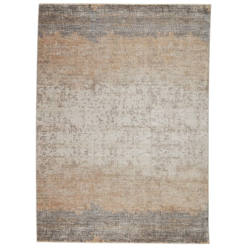Akari Abstract Gray/ Light Tan Area Rug - 3' x 8' - Runner