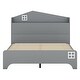 preview thumbnail 30 of 34, Wooden Full/Twin Size House Bed with Storage Headboard - Sturdy Plywood and Particle Board Construction, for Kids