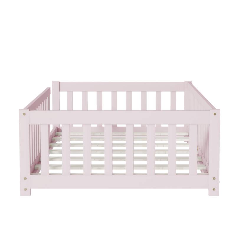 Floor Bed with Fence for Kids,Providing a Safe and Fun Sleeping and Playing Environment.