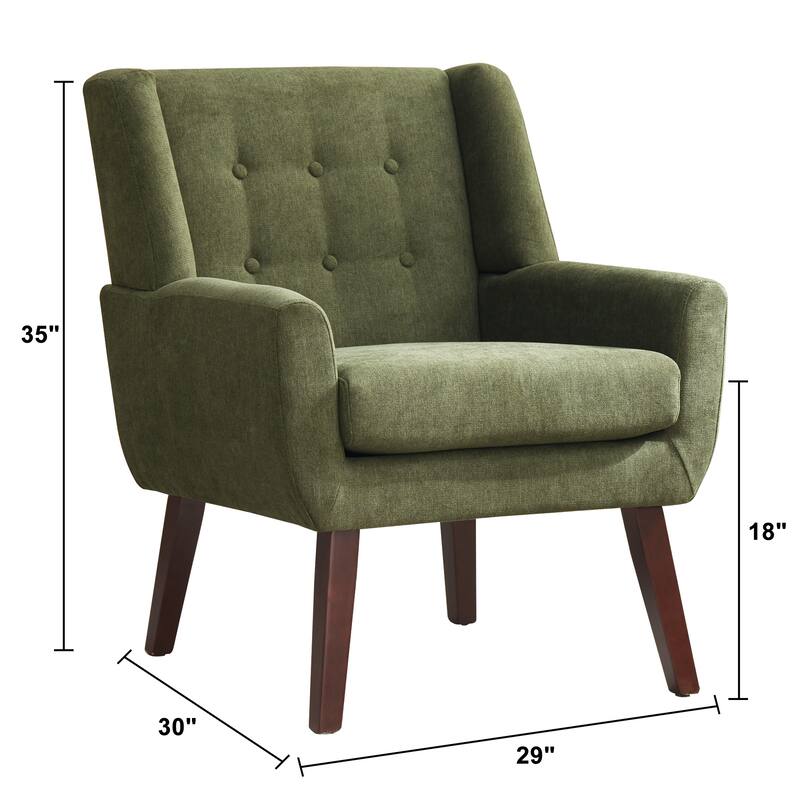 HUIMO Modern Linen Upholstered Armchair Tufted Accent Chair