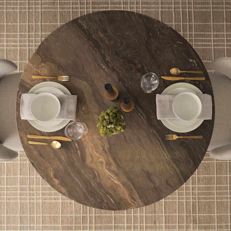 Adelaide Round Genuine Marble Pedestal Dining Table