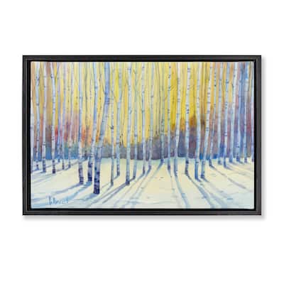 Stupell Sunlit Winter Birch Trees Framed Floater Canvas Wall Art Design By Paul Brent