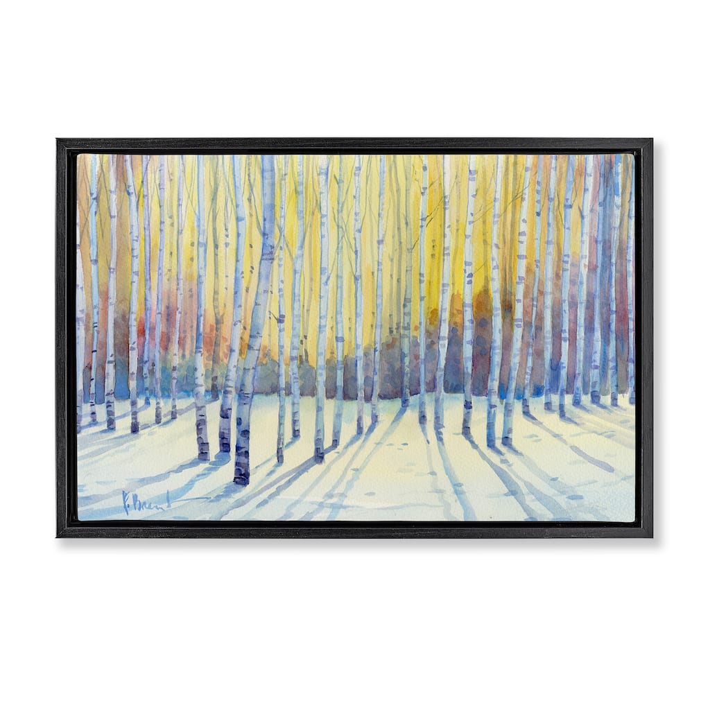 Stupell Sunlit Winter Birch Trees Framed Floater Canvas Wall Art Design By Paul Brent