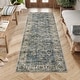 preview thumbnail 24 of 28, Vintage Floral Print Rug Carpet Washable Distressed Area Rugs for Living Room Bedroom 2'x6' - Blue