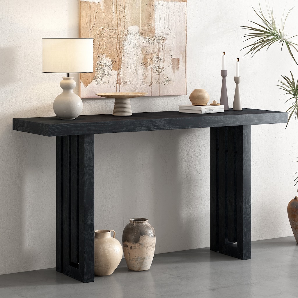 Modern Uniquely Designed Console Table with Oak Veneer, for Entryway, Hallway Living Room, Foyer Corridor
