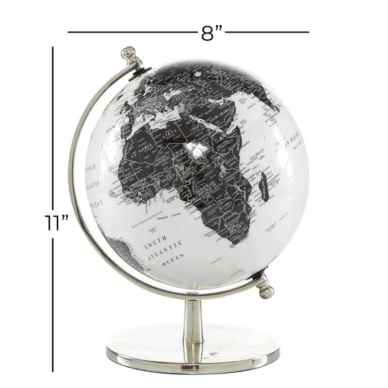 Aluminum Metal Globe - White - Roche River Decor - 8"W x 8"L x 11"H