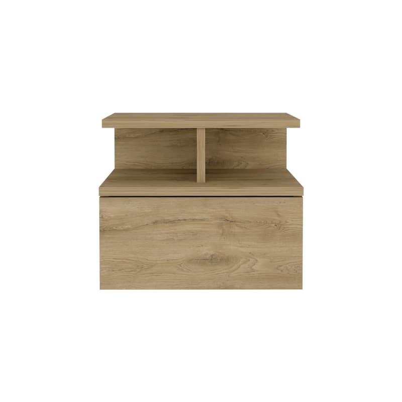 Floating Nightstand with Drawer and Open Shelves, Easy Assembly, Compact Design