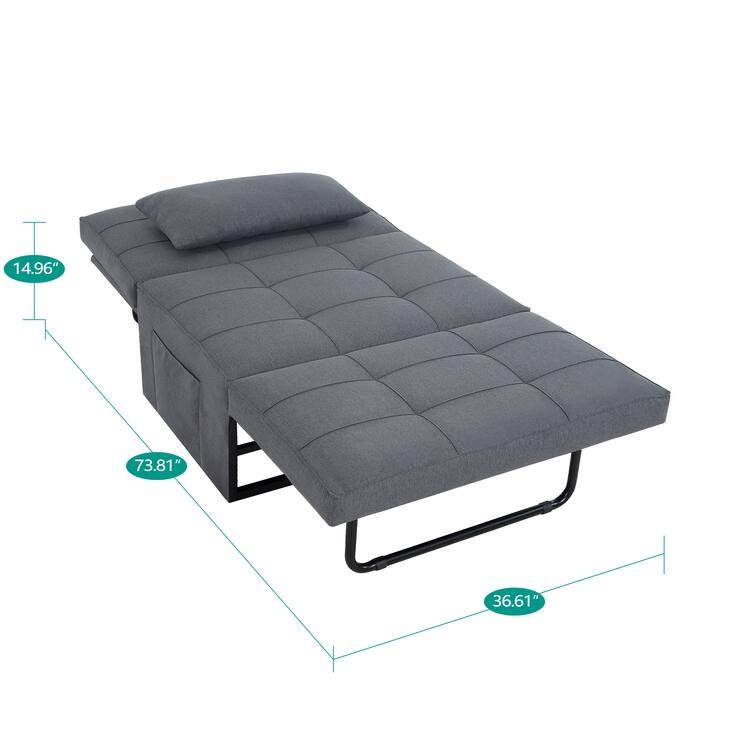Sleeper Chair Bed, 4 In 1 Multi-Function Convertible Ottoman Bed, Breathable Linen Bed Chair, Convertible Sofa Bed