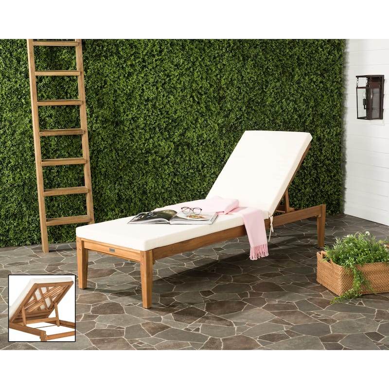 SAFAVIEH Outdoor Kicki Chaise Lounge Chair - 24Wx74Dx15H - Natural