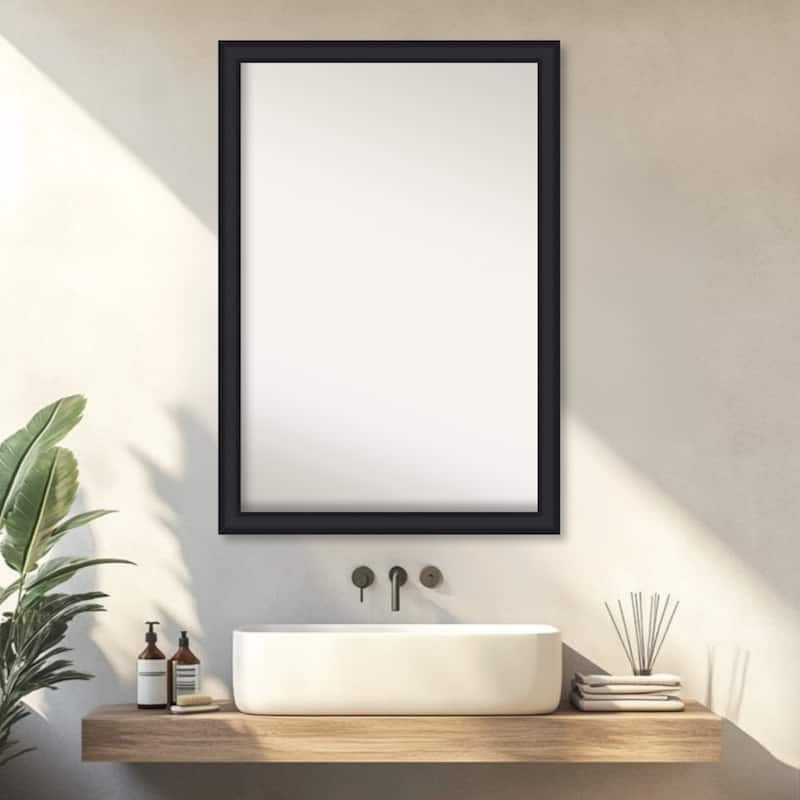 Oliver Narrow Non-Beveled Wood Framed Bathroom Vanity Wall Mirror
