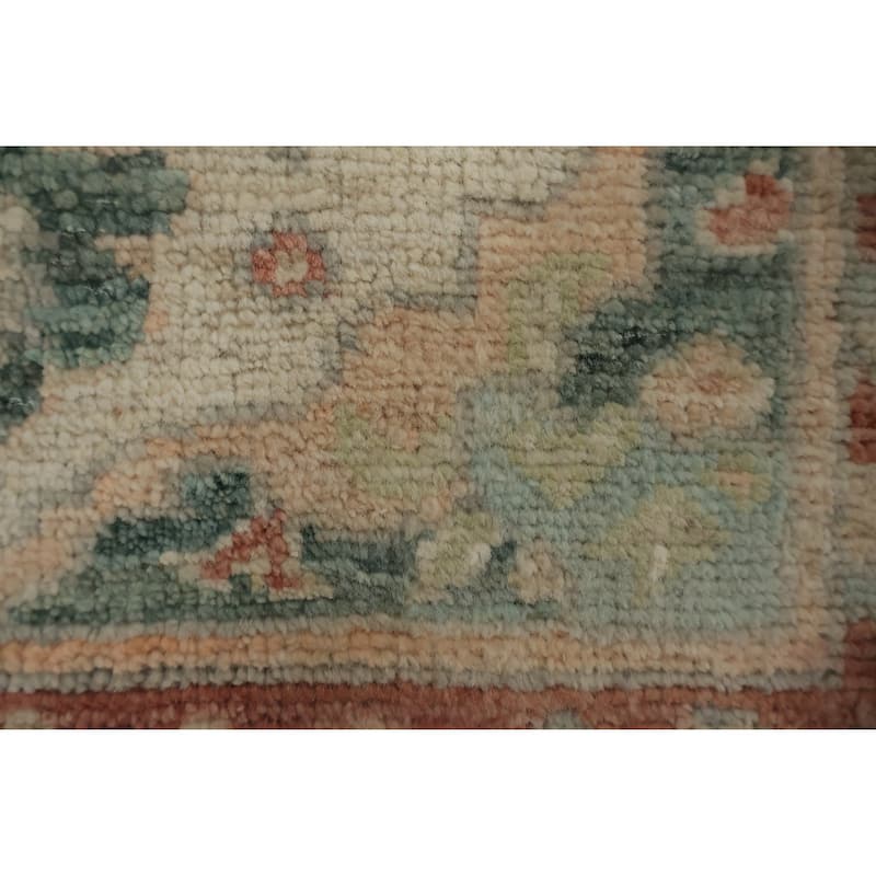 Hand Knotted Oriental 100% Wool Carpet Transitional Floral Beige & Ivories Oushak Area Rug - 3' 0'' X 2' 1''