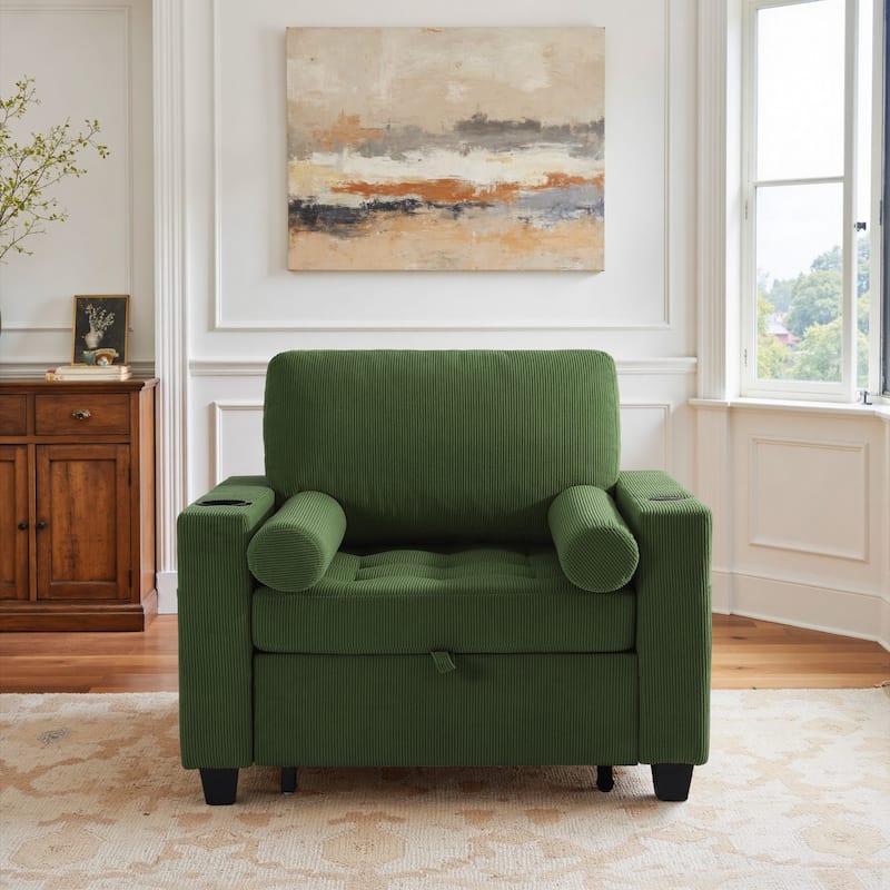 39" Adjustable Recline Convertible Sleeper Accent Chair with USB Port