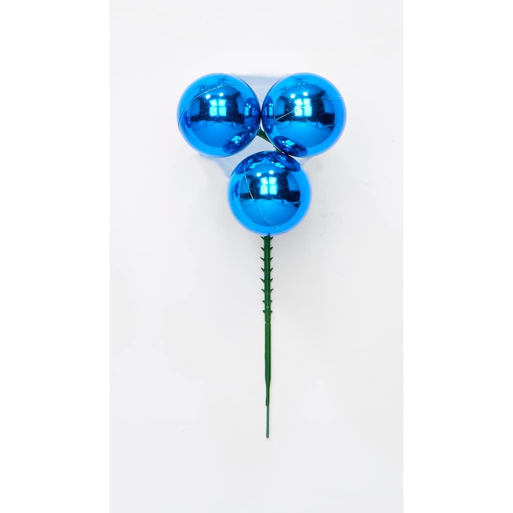 40mm Plastic Ball Pick x 3, Blue, Set of 12 - 9"
