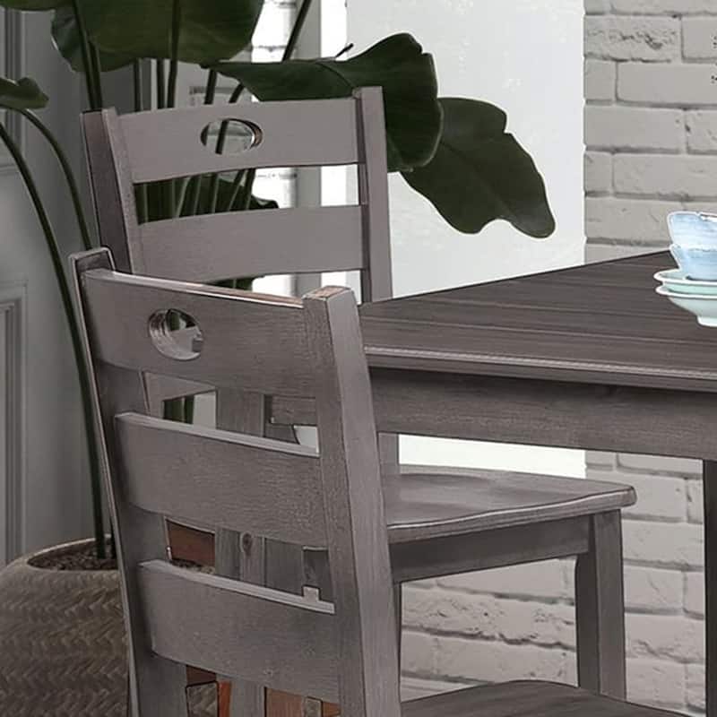 Farmhouse Gray Solid Wood 5-piece Counter Height Dining Table Set