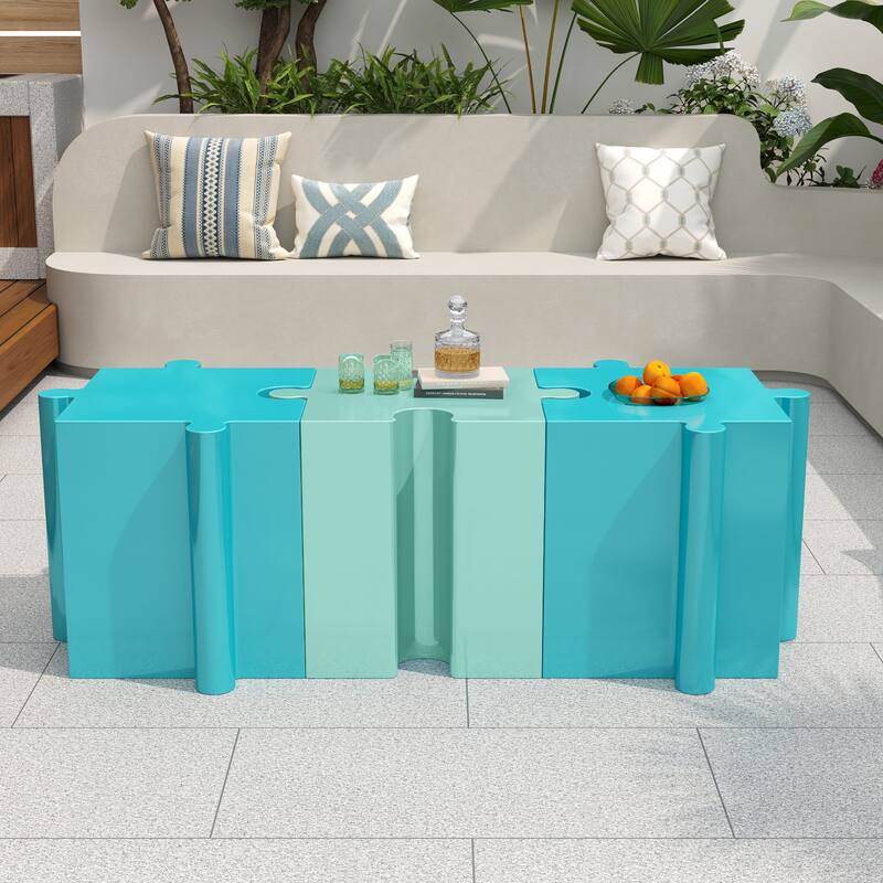 Christopher Knight Home - Ami Puzzle Art Modern 3-Piece Modular Outdoor Side Table Set with Interlocking Design