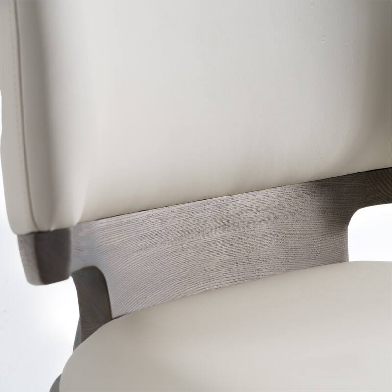 Modrest Stanley Contemporary Grey Leatherette and Grey Ash Set of 2 Dining Chair