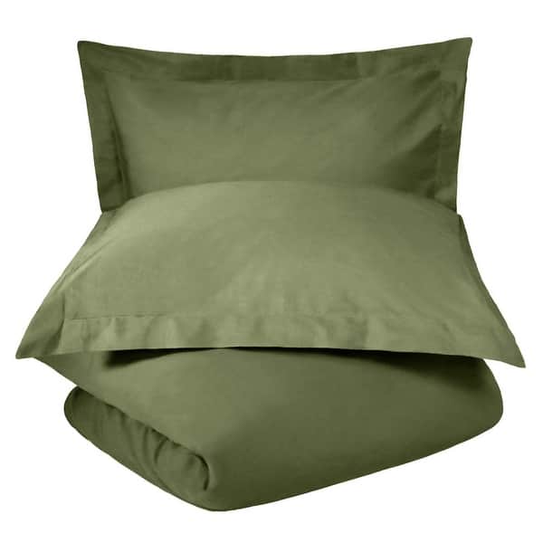 slide 2 of 9, Superior 300-Thread Count Cotton Percale Duvet Cover Set Sage - Twin