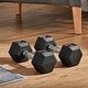 preview thumbnail 1 of 7, Soozier 30lbs Rubber Dumbbells Weight Set 15lbs/Single Dumbbell Hand Weight Barbell for Body Fitness Training for Home Office Black
