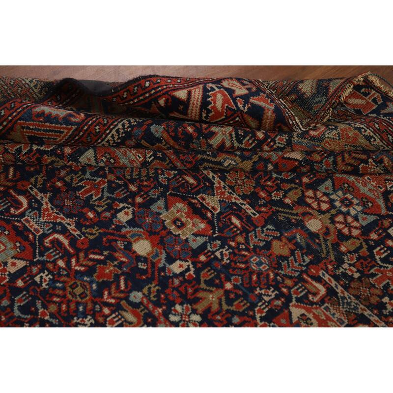 Hand Knotted Oriental 100% Wool Carpet Traditional All-Over Navy Blue & Blues Malayer Area Rug - 6' 0'' X 4' 5''