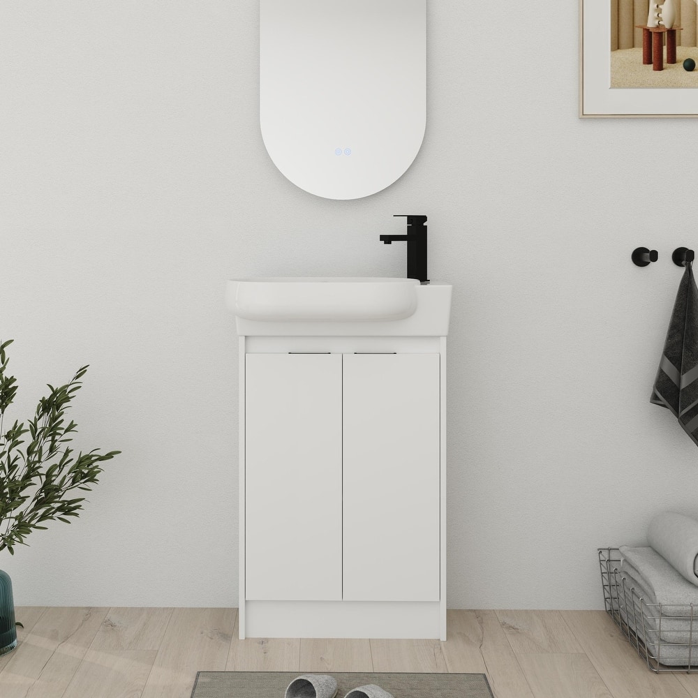 Bathroom Vanity With Sink In 16/18/23 Inch, Floating/Freestanding Bathroom Vanity With Soft Close Door
