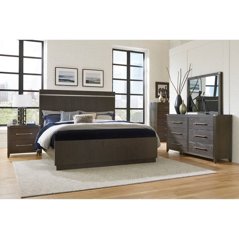 1pc 2 Drawers Nightstand Mottled Bar Pulls Modern Transitional Bedroom Furniture