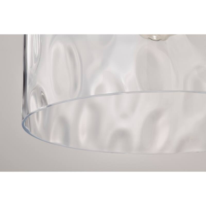 Clear Dimpled Cylindrical Glass Pendant Ceiling Light - 12in