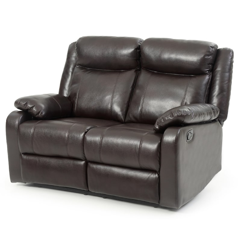 Faux leather 2-Seater Reclining Sofa - 55" - Dark Brown