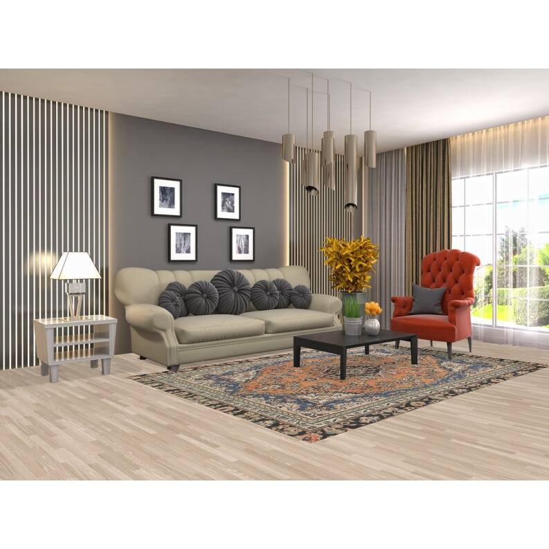 Hand Knotted Oriental 100% Wool Carpet Traditional Floral Oranges & Rust Hamedan Area Rug - 8' 8'' X 5' 9''