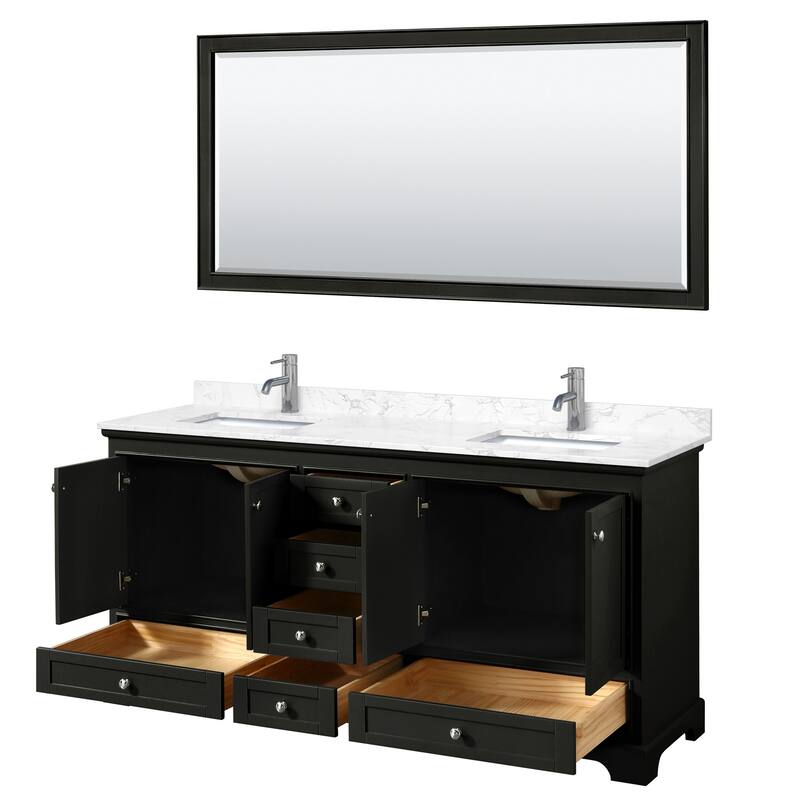 Deborah 72-inch Double Vanity, Cultured Marble Top, 70-inch Mirror