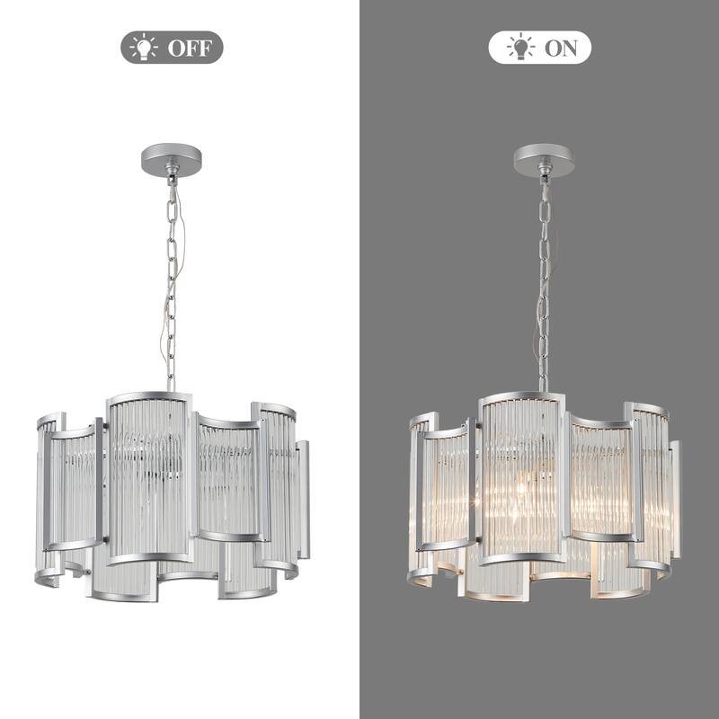 Oaks Aura Alkolla 5-Light Chrome Modern Luxury Glam Crystal Chandelier, Irregular Lines Adjustable Pendant Light for Living Room