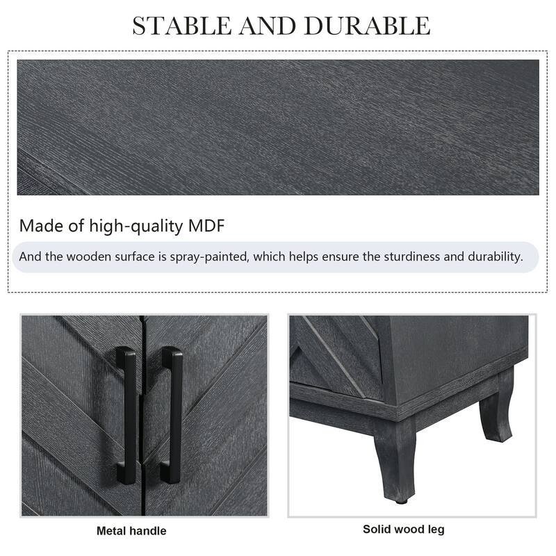 Retroy Vintage 4-Door Credenza Cabinet - Antique Dark Grey