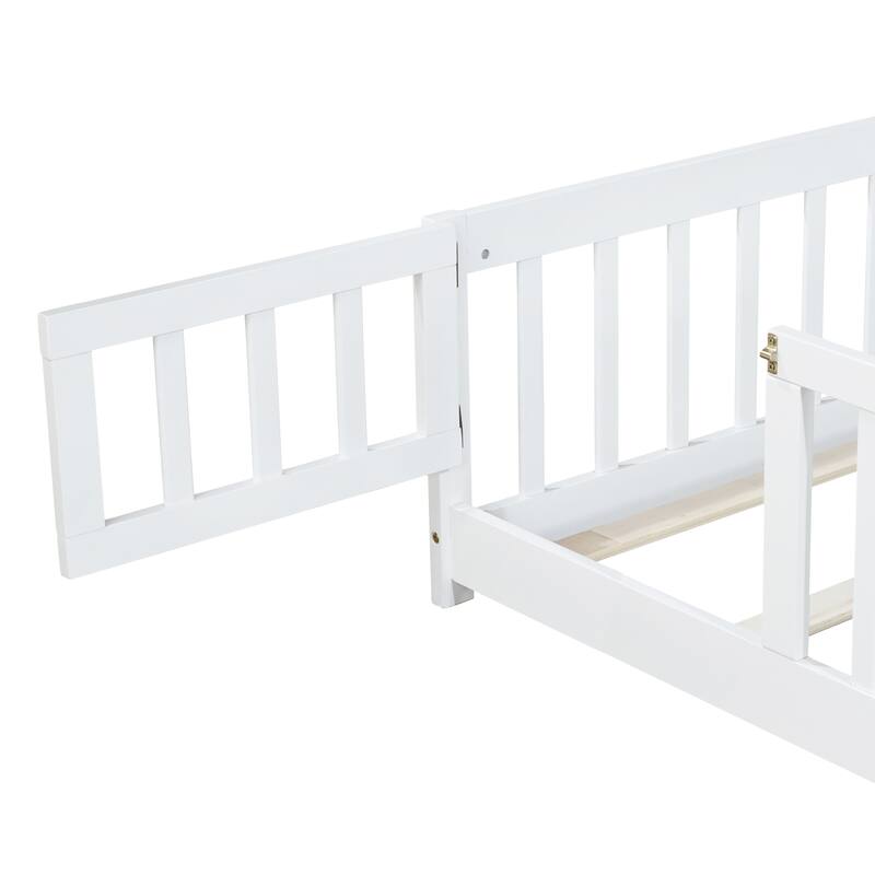 Twin Size Floor Bed with Fence and Door