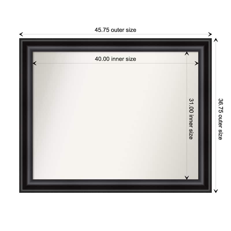 Grand Black Framed Non-Beveled Custom Wall Mirror, Bathroom Vanity Mirror - Outer Size: 45.75 x 36.75