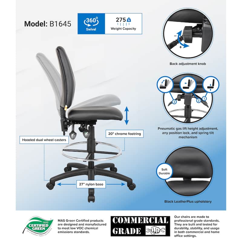 Boss LeatherPlus Multifunction Drafting Stool