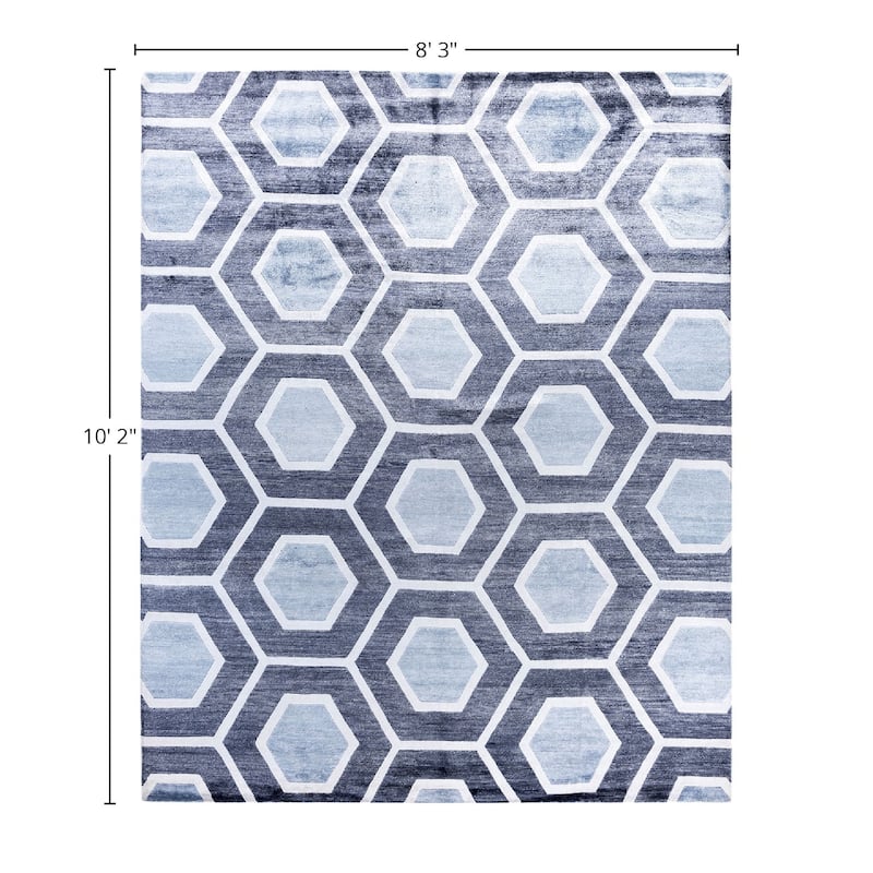 Modern One-of-a-Kind Hand-Knotted Area Rug, Gray - 8' 3" x 10' 2"