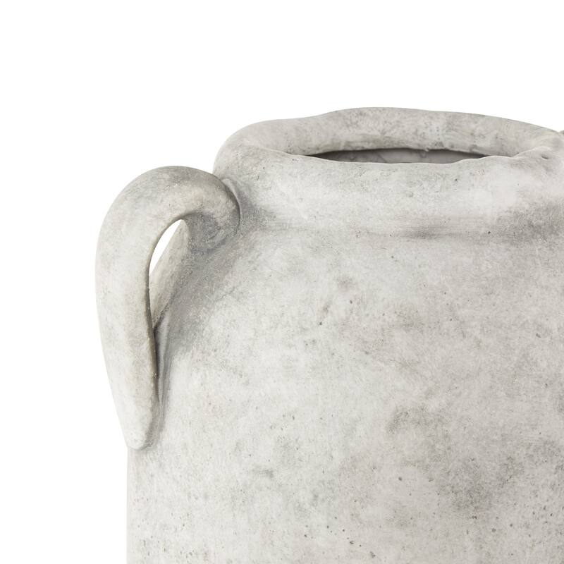Ceramic Antique Style Textured Vase with Handles - Copper or White - Roche River Decor