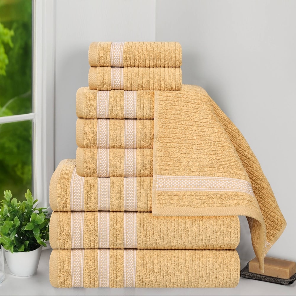 Superior Brea Zero Twist Cotton Ribbed Modern 9 Piece Bathroom Towel Set