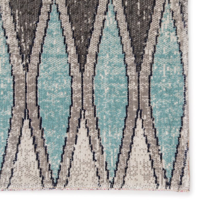 Hertford Grey/ Blue Geometric Marquis Trellis Indoor/ Outdoor Area Rug