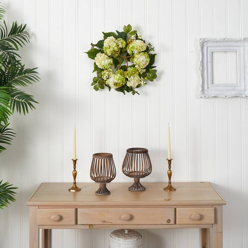 Hydrangea Artificial Wreath, 22-Inch, Unlit
