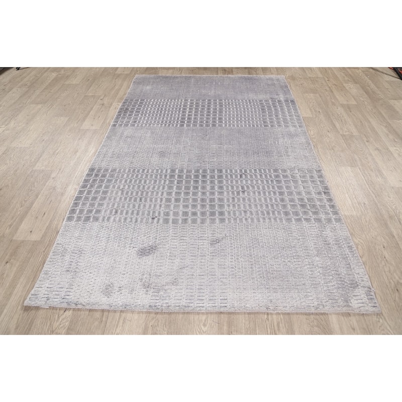 Geometric Modern Moroccan Oriental Area Rug Wool Hand-knotted Carpet - 4'7" x 7'5"