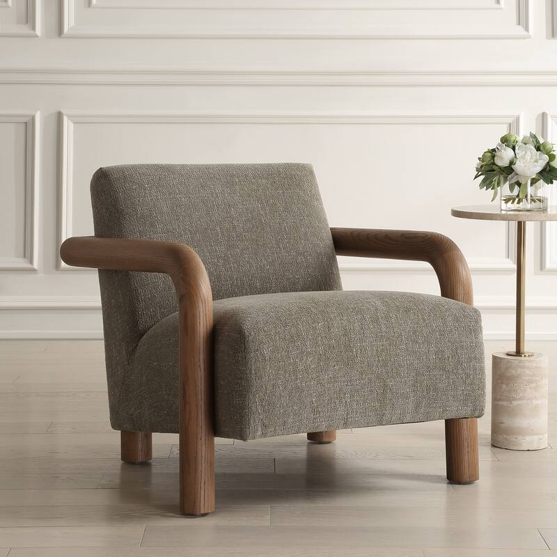 Curved Frame with Floating Seat Accent Chair - 35.5" - Brown