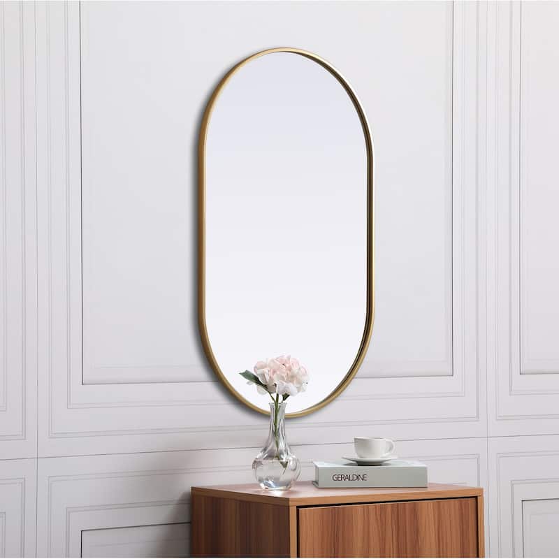 Indigo Home Metal Frame Oval Mirror 24x40 Inch