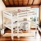 preview thumbnail 12 of 18, Wood Twin Loft Bed with Under-bed Built-in Desk and Storage Cabinet,Kids Bed Design
