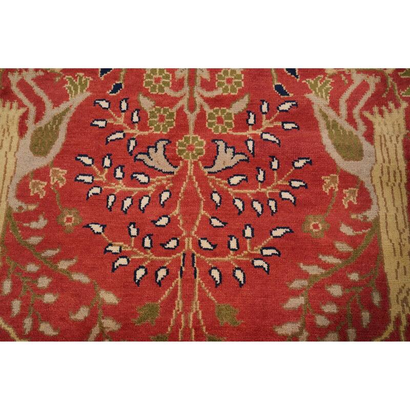Hand Knotted Oriental 100% Wool Carpet Traditional All-Over Red Ziegler Area Rug - 10' 1'' X 7' 7''