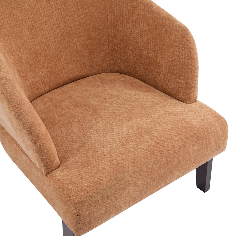 Polyester Mid-Century Accent Chair with Round Back, Wooden Legs and 300lb Weight Capacity