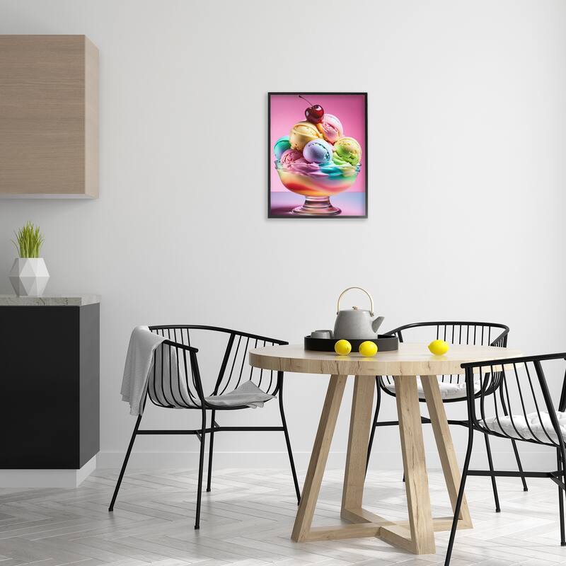 Stupell Rainbow Hued Sundae Dessert Framed Giclee Art Design By Tabz Jones